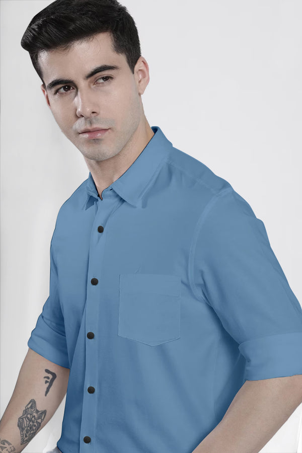 Steel Blue Plain Shirt