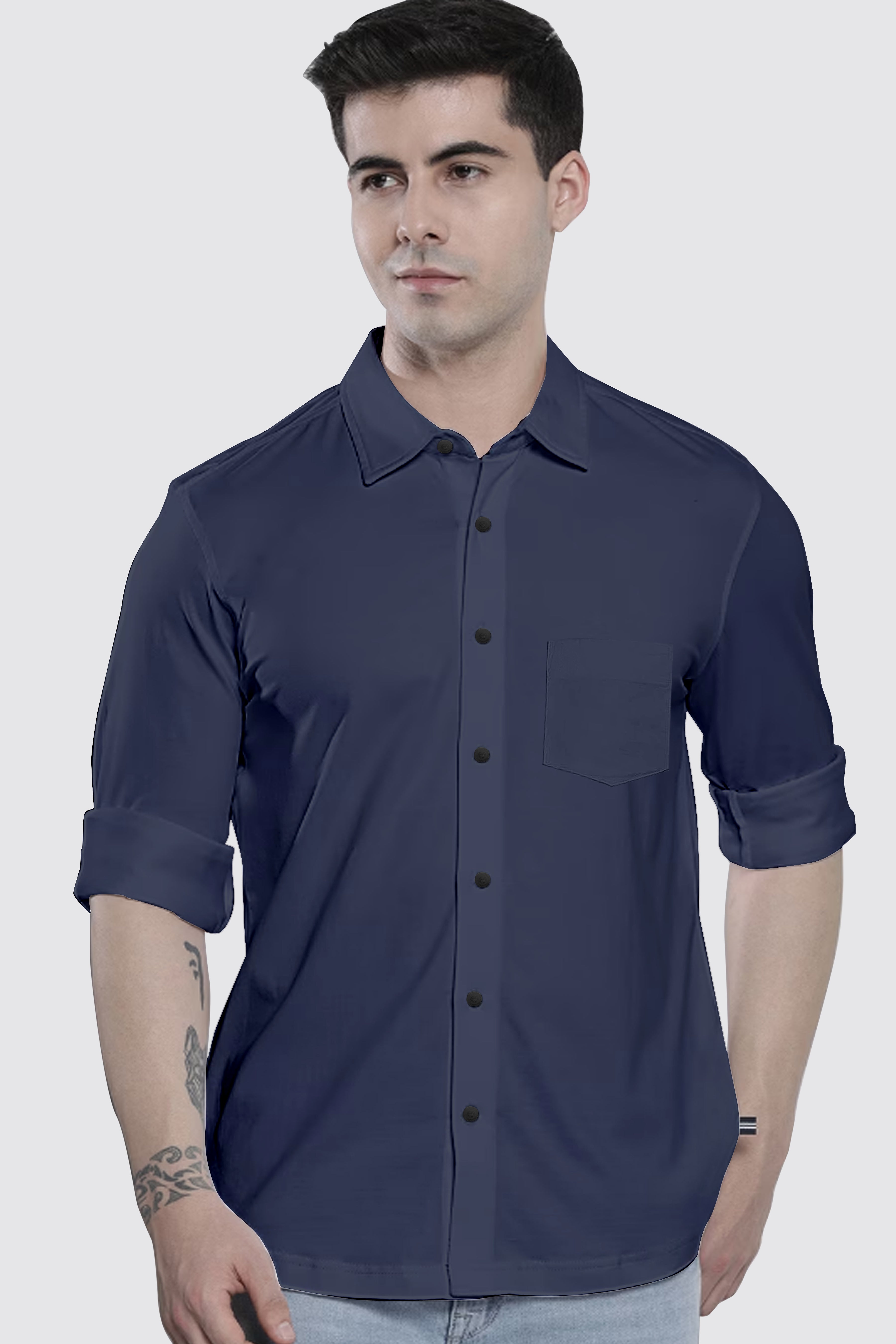 Navy Blue Plain Shirt – Pigment Fashion