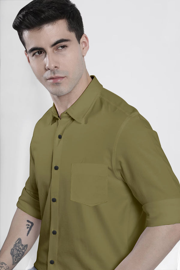 Olive Green Plain Shirt