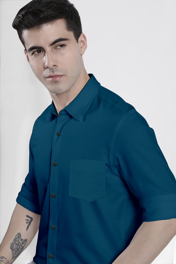 Peacock Blue Plain Shirt