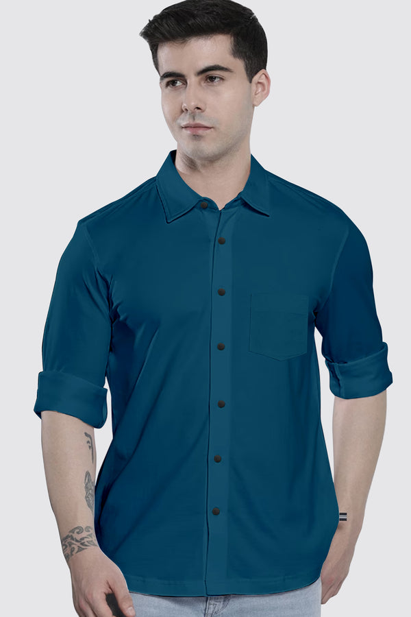 Peacock Blue Plain Shirt