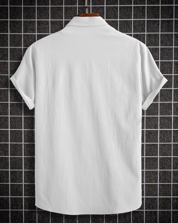 Conflate White Seersucker Half Sleeve Shirt