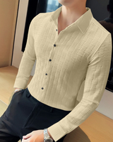 Dark Ivory Textured Regular Fit Shirt