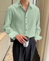 Snazzy pistachio Textured Regular Fit Shirt