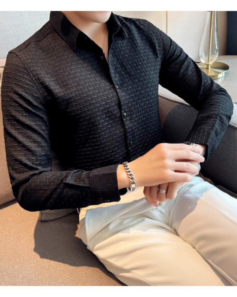 Black Check Textured Premium Shirt