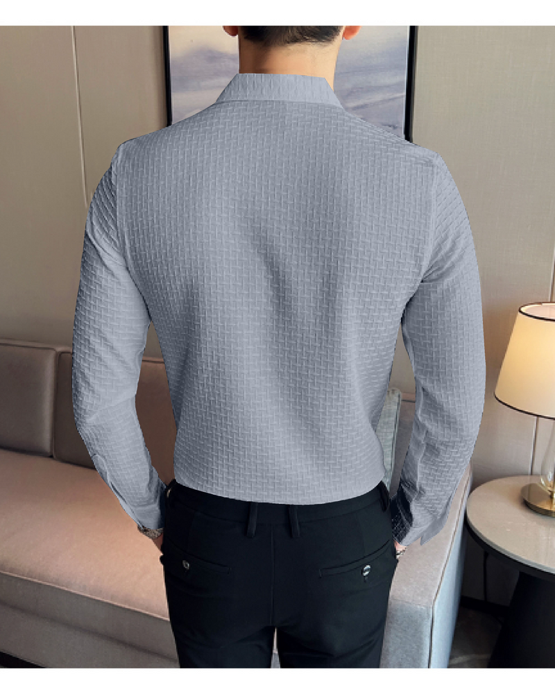 Light Blue Check Textured Premium Shirt